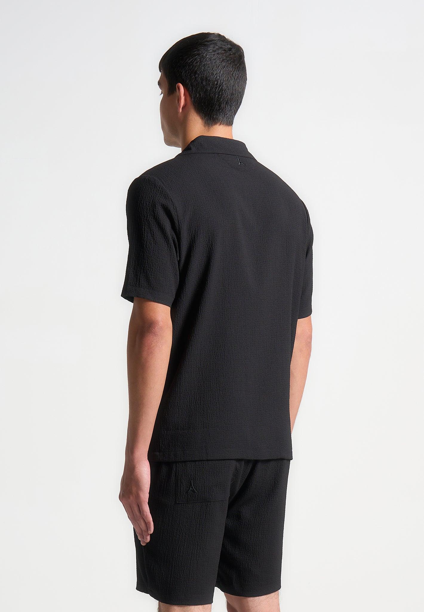 Seersucker Revere Shirt - Black Male Product Image
