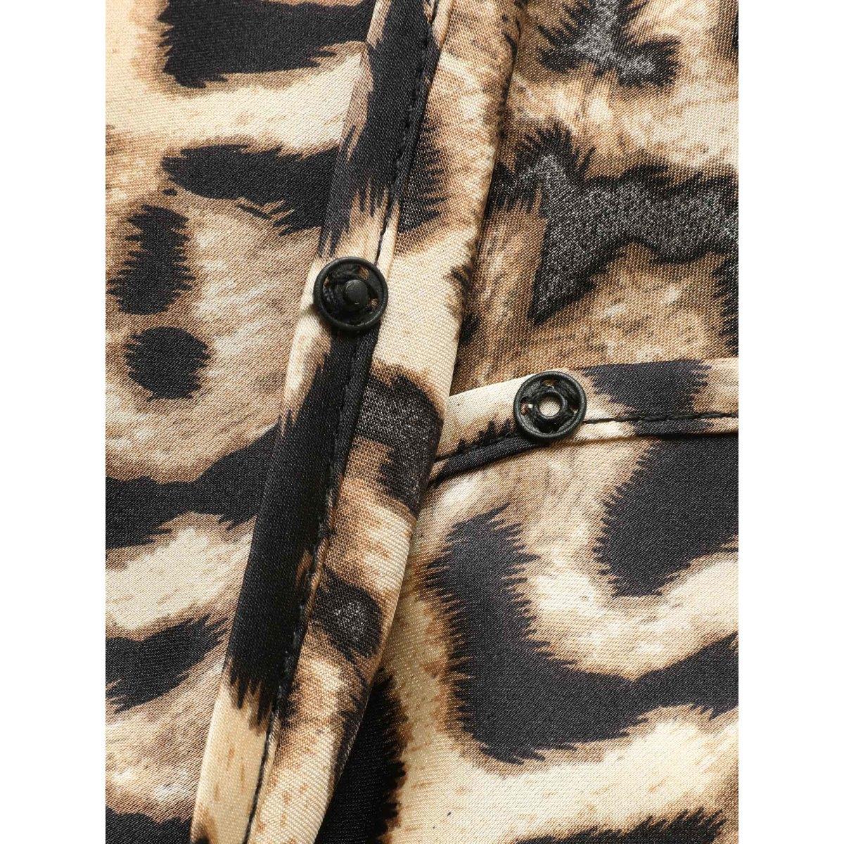 Plus Size Overlap Collar Leopard Print Cami Dress Leopard Women Cocktail Overlap Collar Sleeveless Curvy BloomChic 22-24/3X Product Image