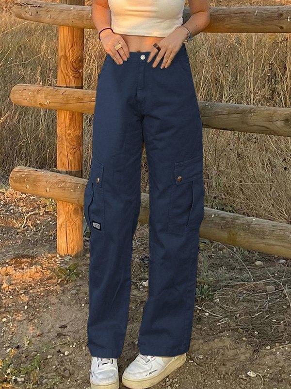 Pocket Patched Straight Cargo Jeans Product Image