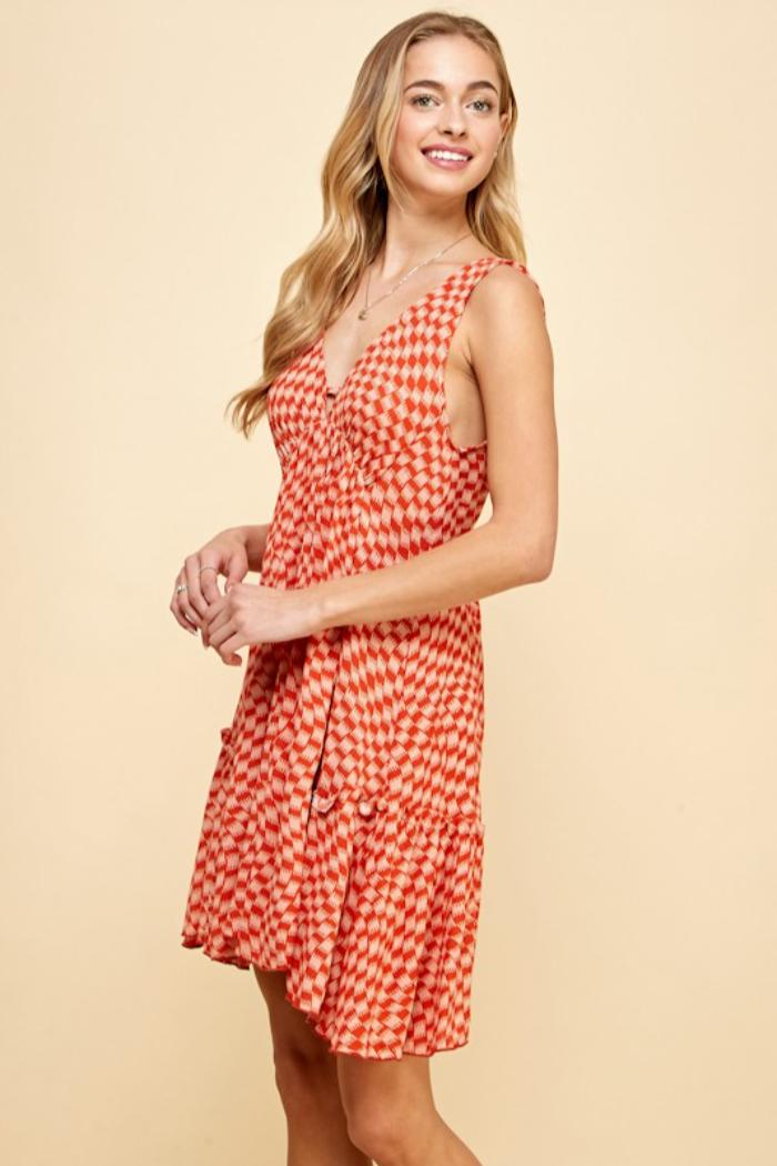 Waved Geo Printed Full Dress Product Image