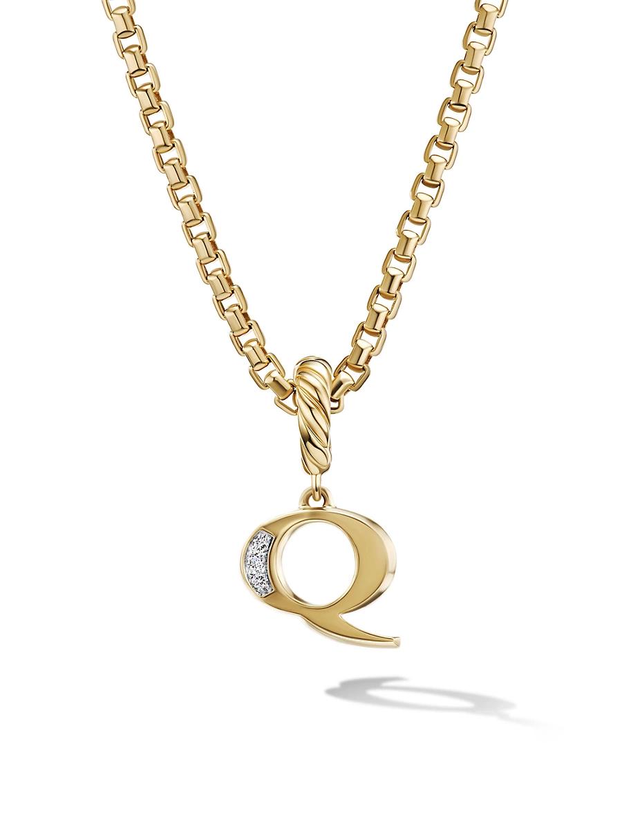 Womens Pav Initial Pendant in 18K Yellow Gold Product Image