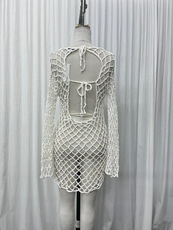 FINAL SALE Cleo Crochet Mini Cover Up Dress Product Image