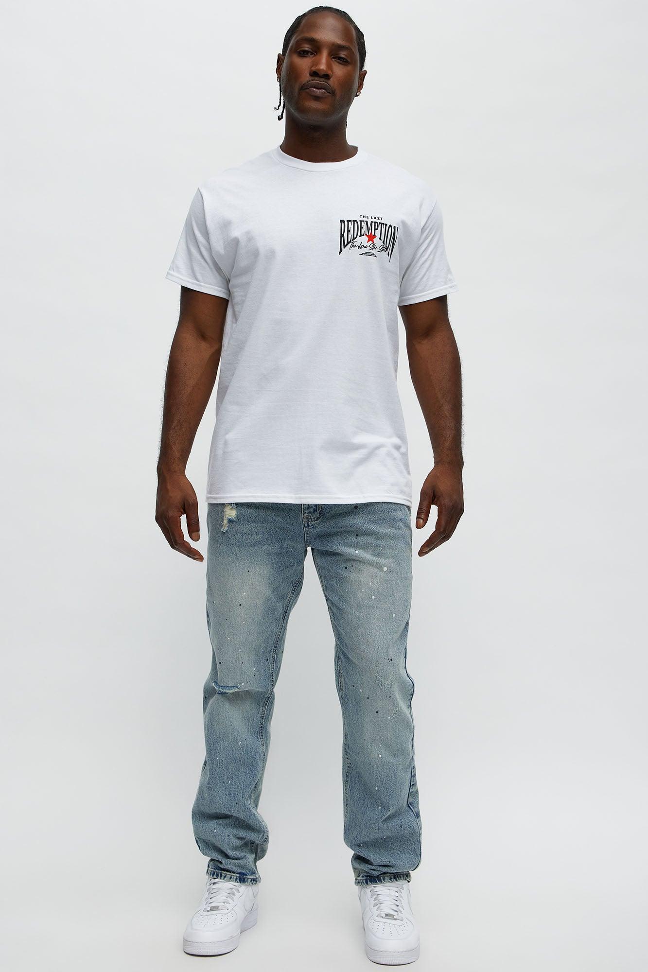 Sensible Paint Splot Distressed Slim Jeans - Medium Blue Wash Male Product Image