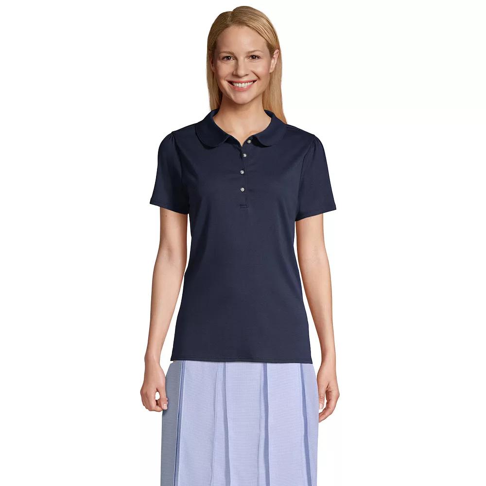 Women's Lands' End Short Sleeve Cotton Performance Polo Shirt, Size: Medium, White Product Image