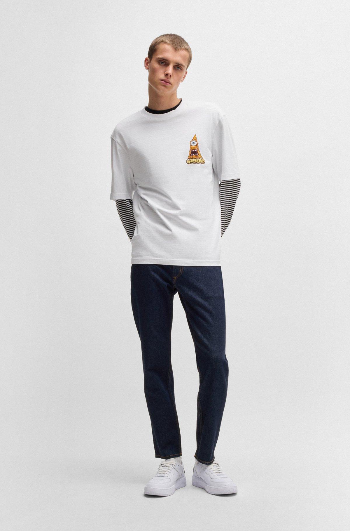 Tapered-fit jeans in dark-blue stretch denim Product Image