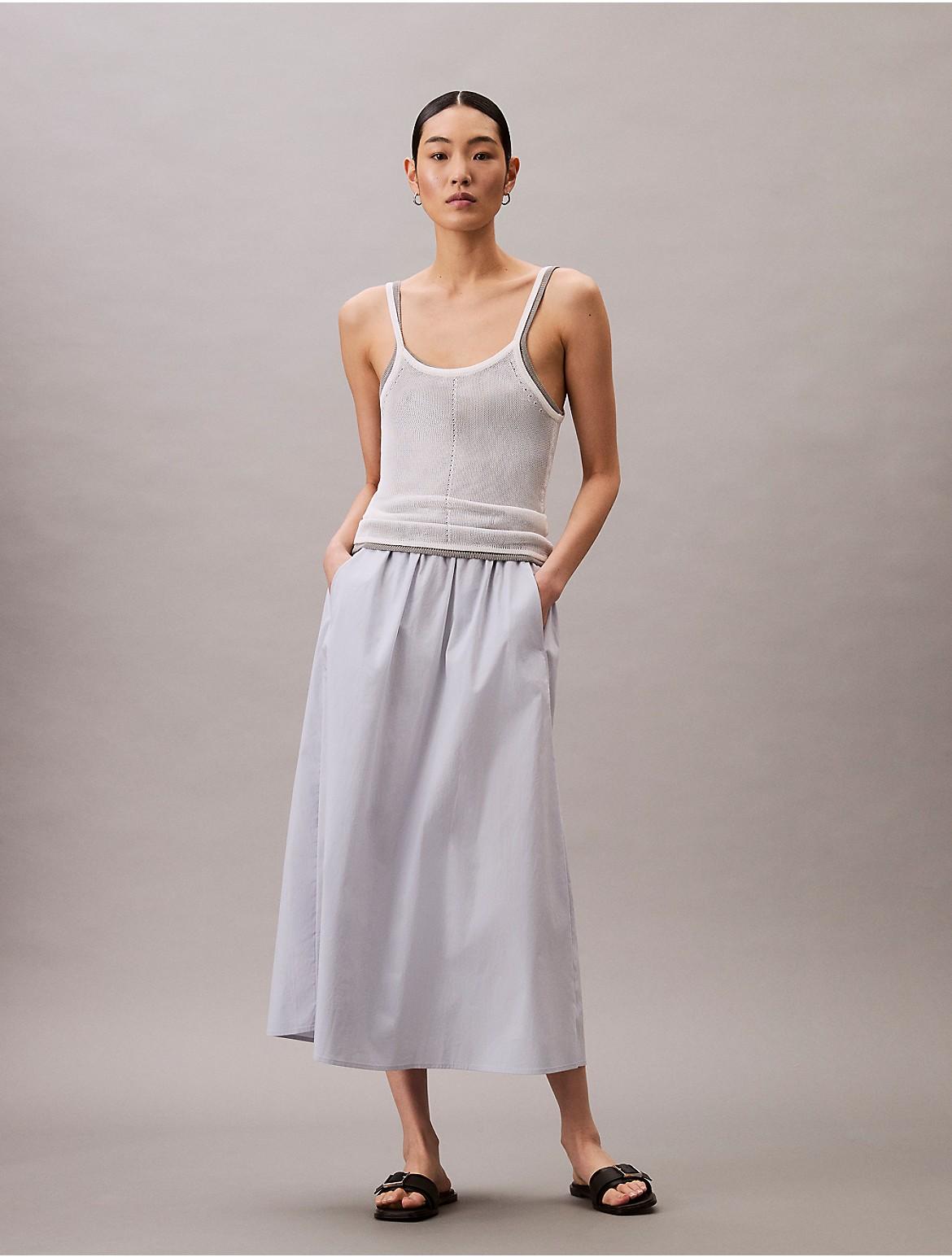 Calvin Klein Womens Poplin Midi Skirt - White Product Image