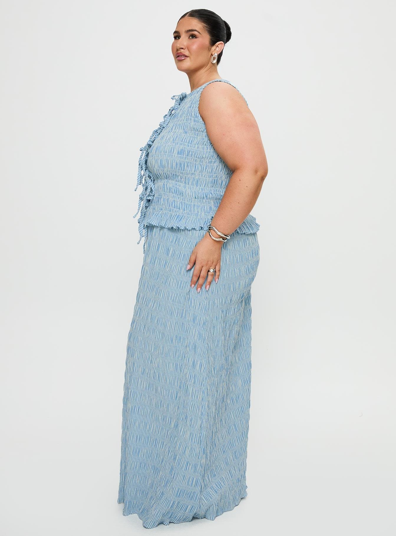 Songbird Shirred Maxi Dress Blue Curve Product Image
