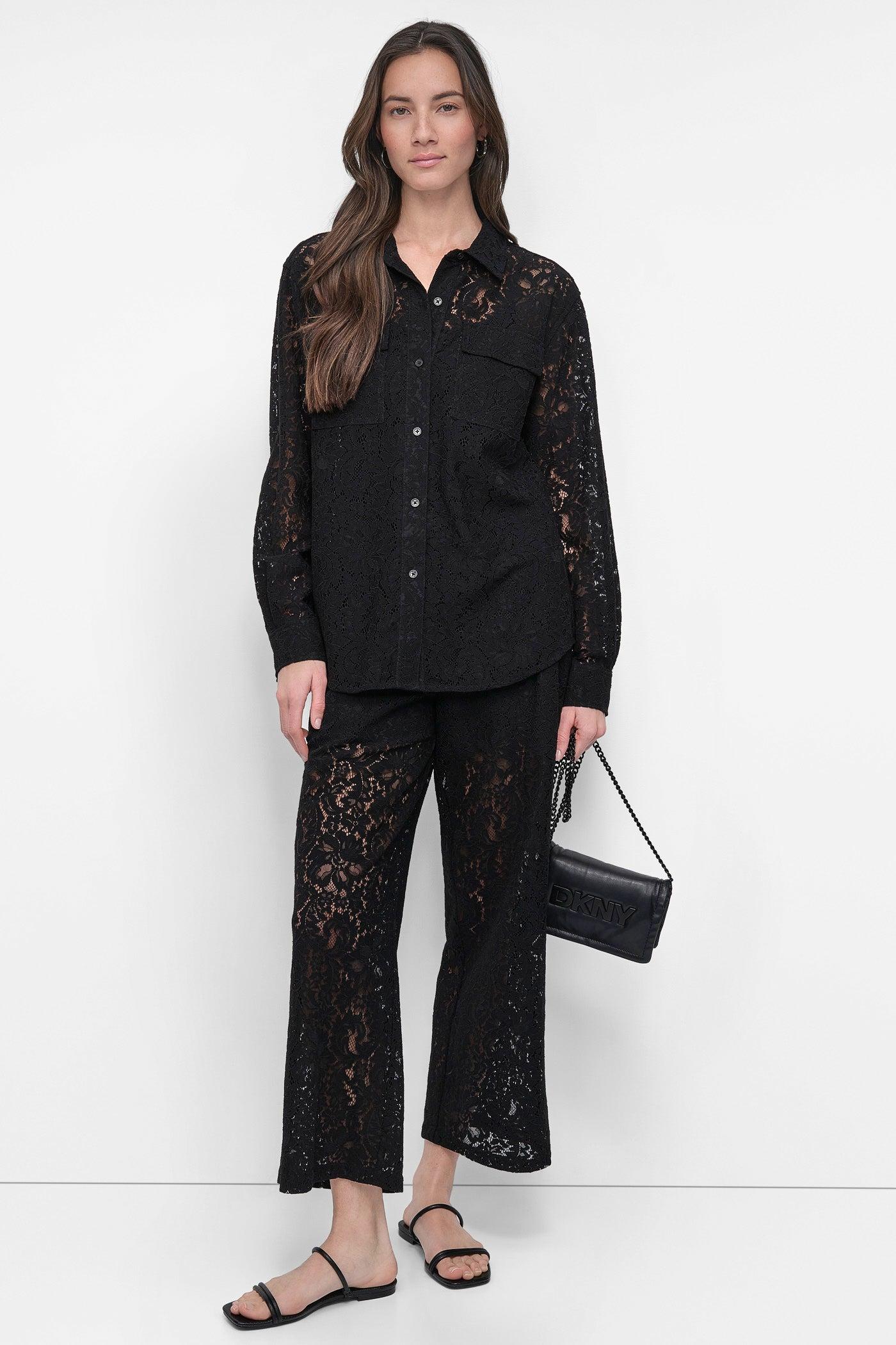 CROPPED LACE STRAIGHT LEG TROUSER Product Image