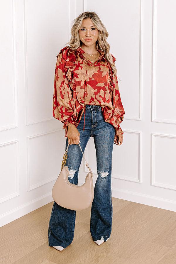 Set The Show Off Satin Ruffle Top Product Image