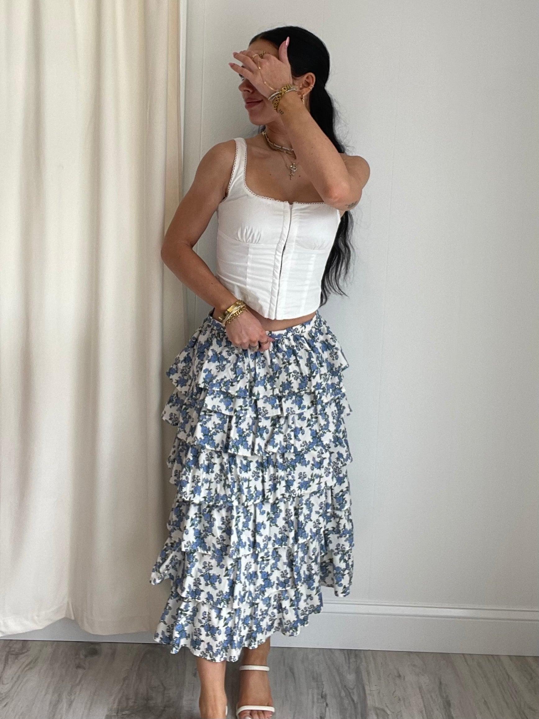 Kendall Tiered Ruffle Midi Skirt | FINAL SALE Product Image