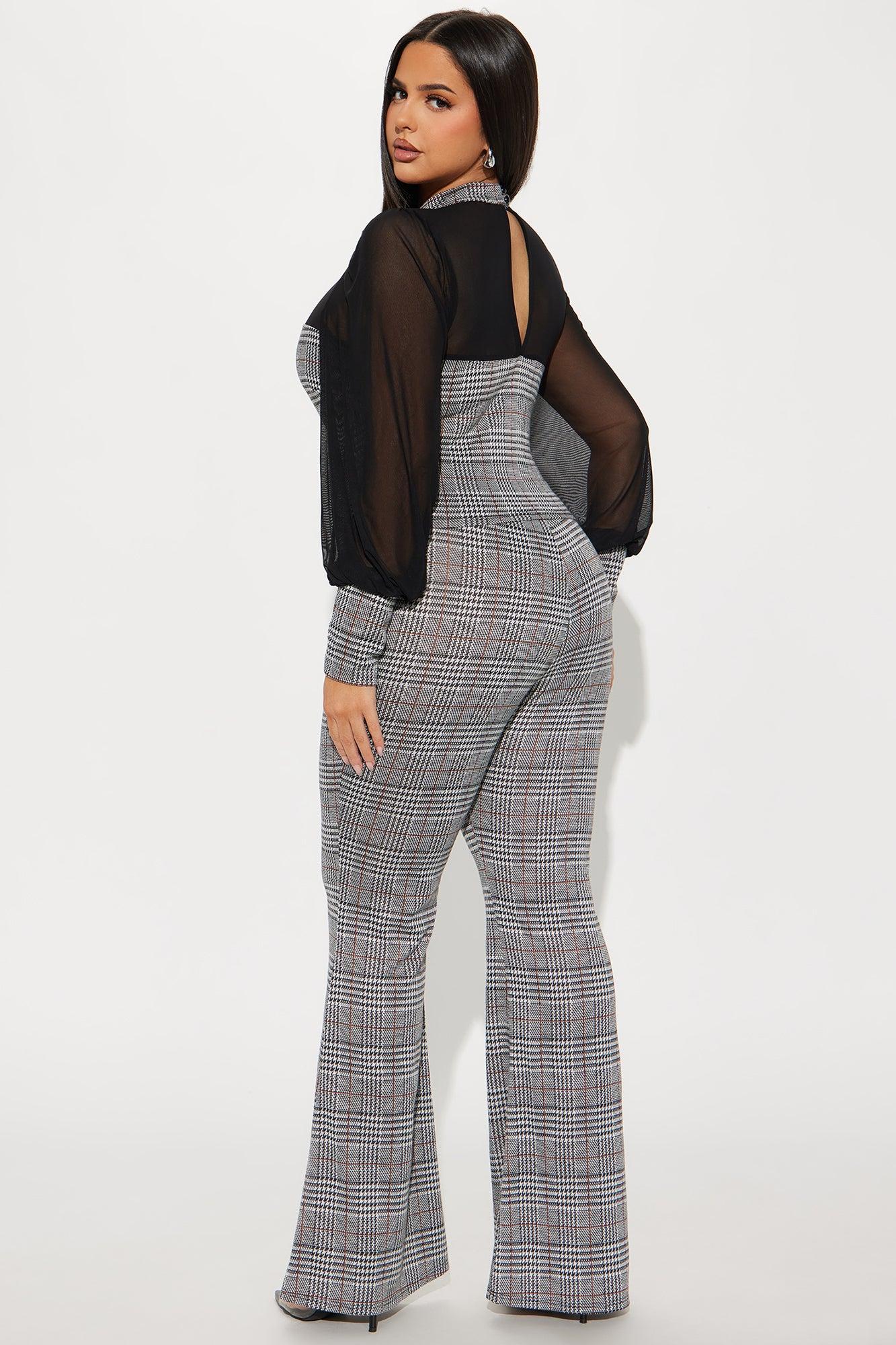 Mia Plaid Pant Set - Black/combo Product Image