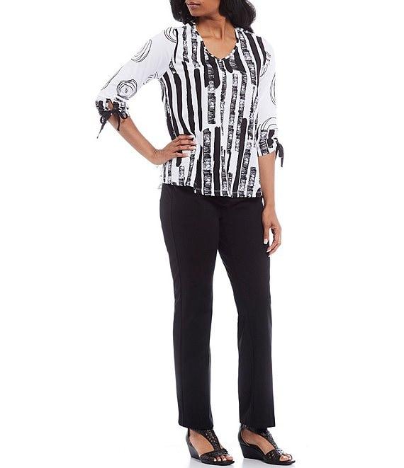 Slimsation® by Multiples Petite Size Pull-On Relaxed Straight Leg Pants Product Image