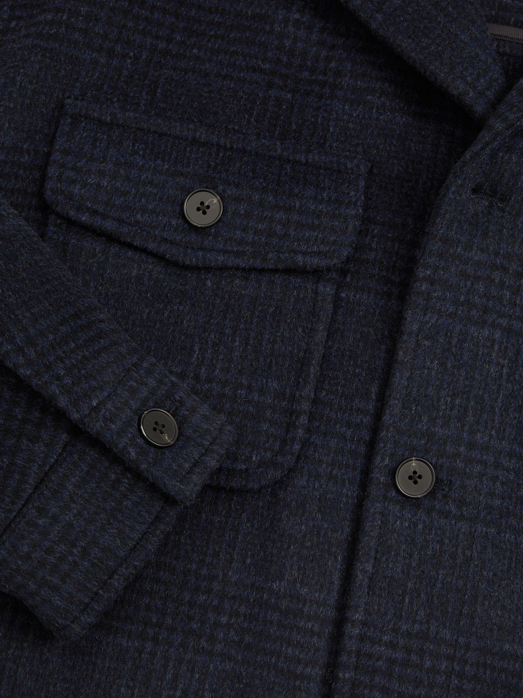 Wool-Blend Fleece Collar Overshirt in Navy Product Image