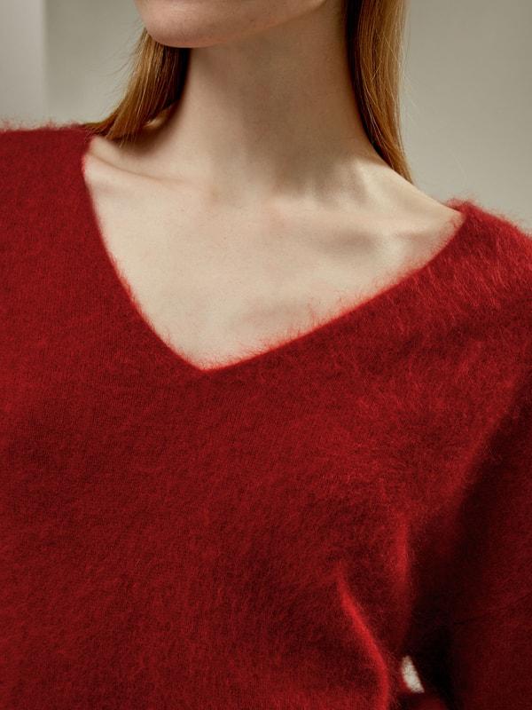 Brushed V-Neck Cashmere Sweater Product Image