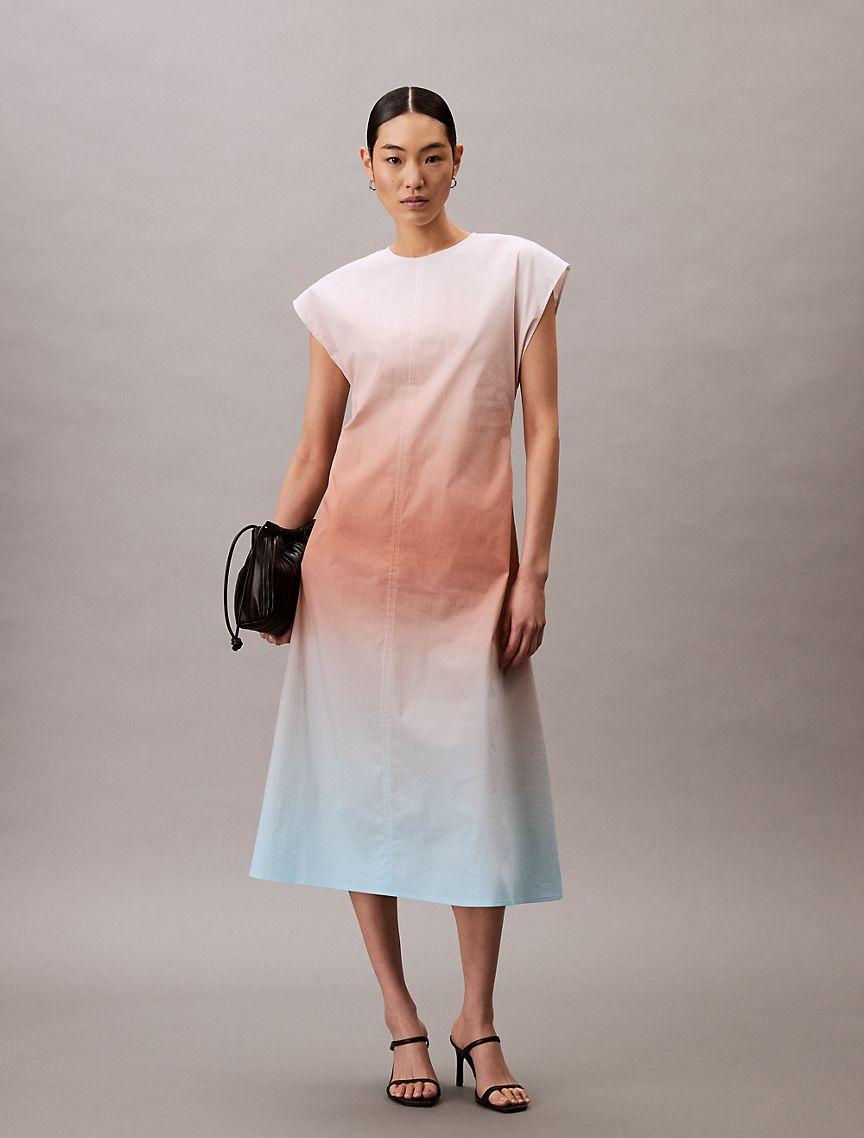 Printed Poplin Ombre Midi Dress Product Image