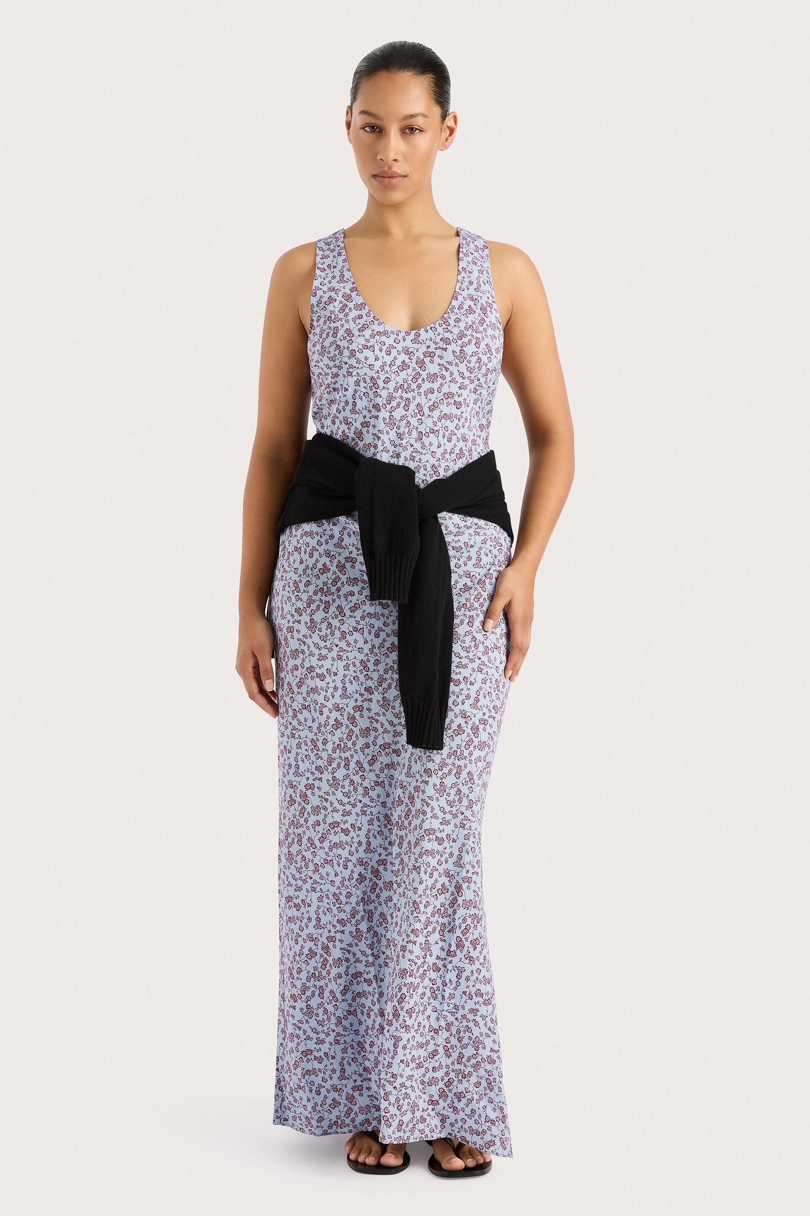 Olivia Maxi Dress Amaryllis Floral Blue - Final Sale Product Image