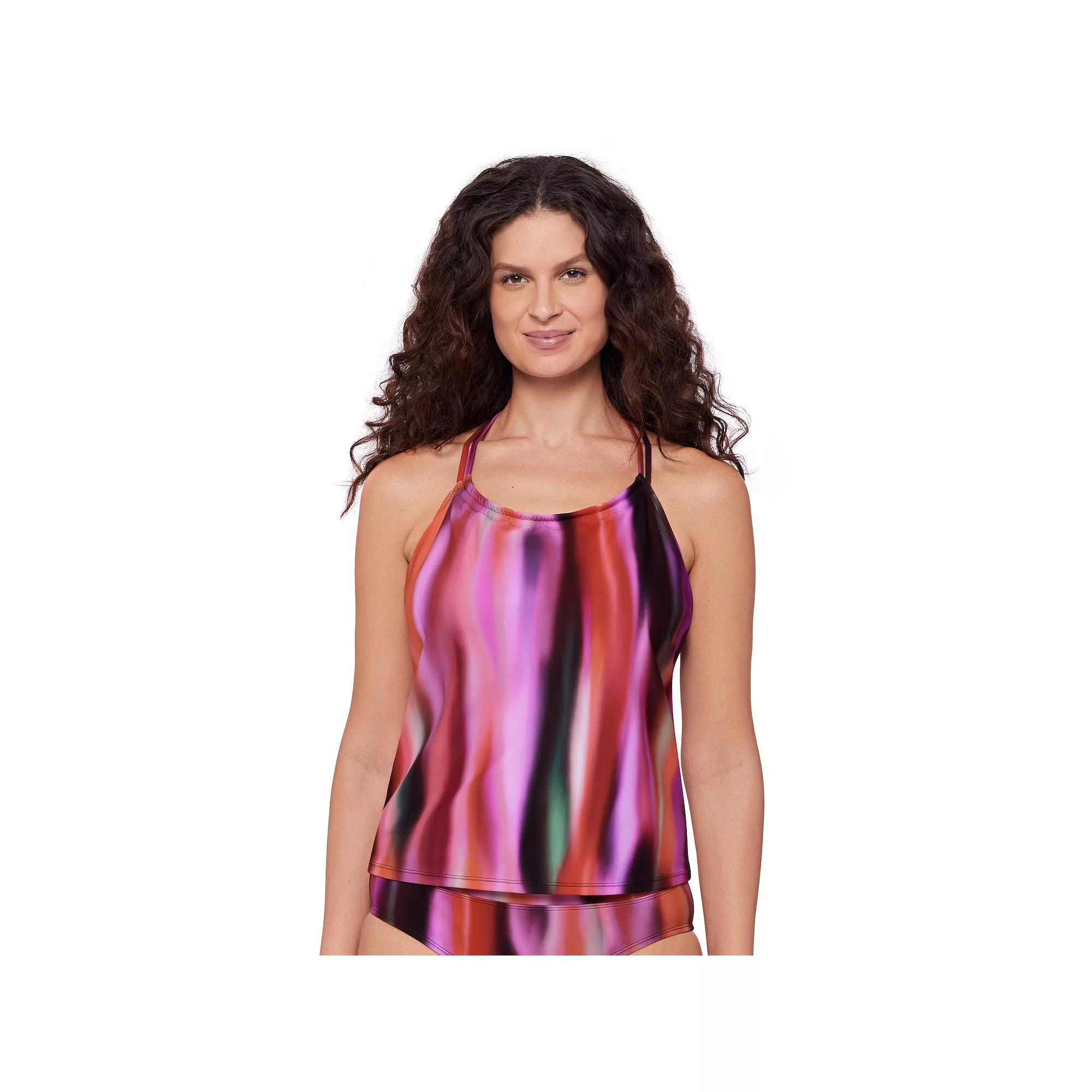 Women's Eco Beach Peasant Neck Strappy Racer Back Tankini Swim Top,  Product Image