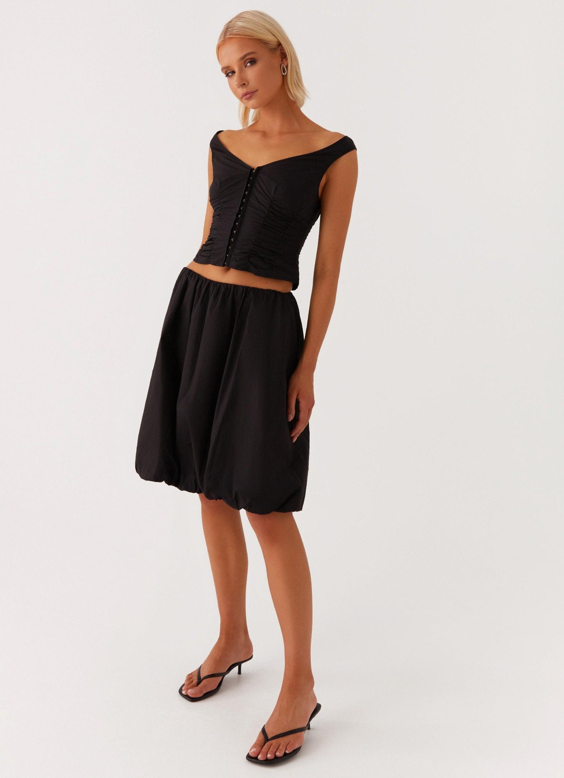 Make Way Bubble Midi Skirt - Black Product Image
