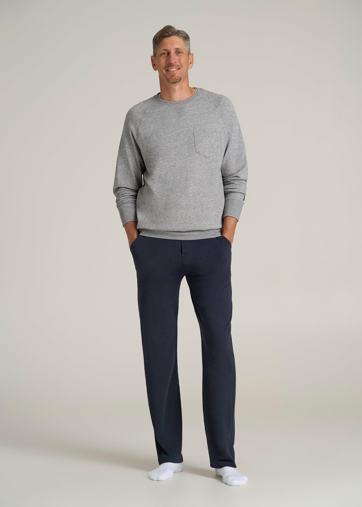 Open-Bottom Pajama Pants for Tall Men in Evening Blue Male Product Image