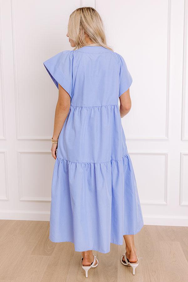 Subtle Charm Button Down Midi Dress in Light Periwinkle Product Image