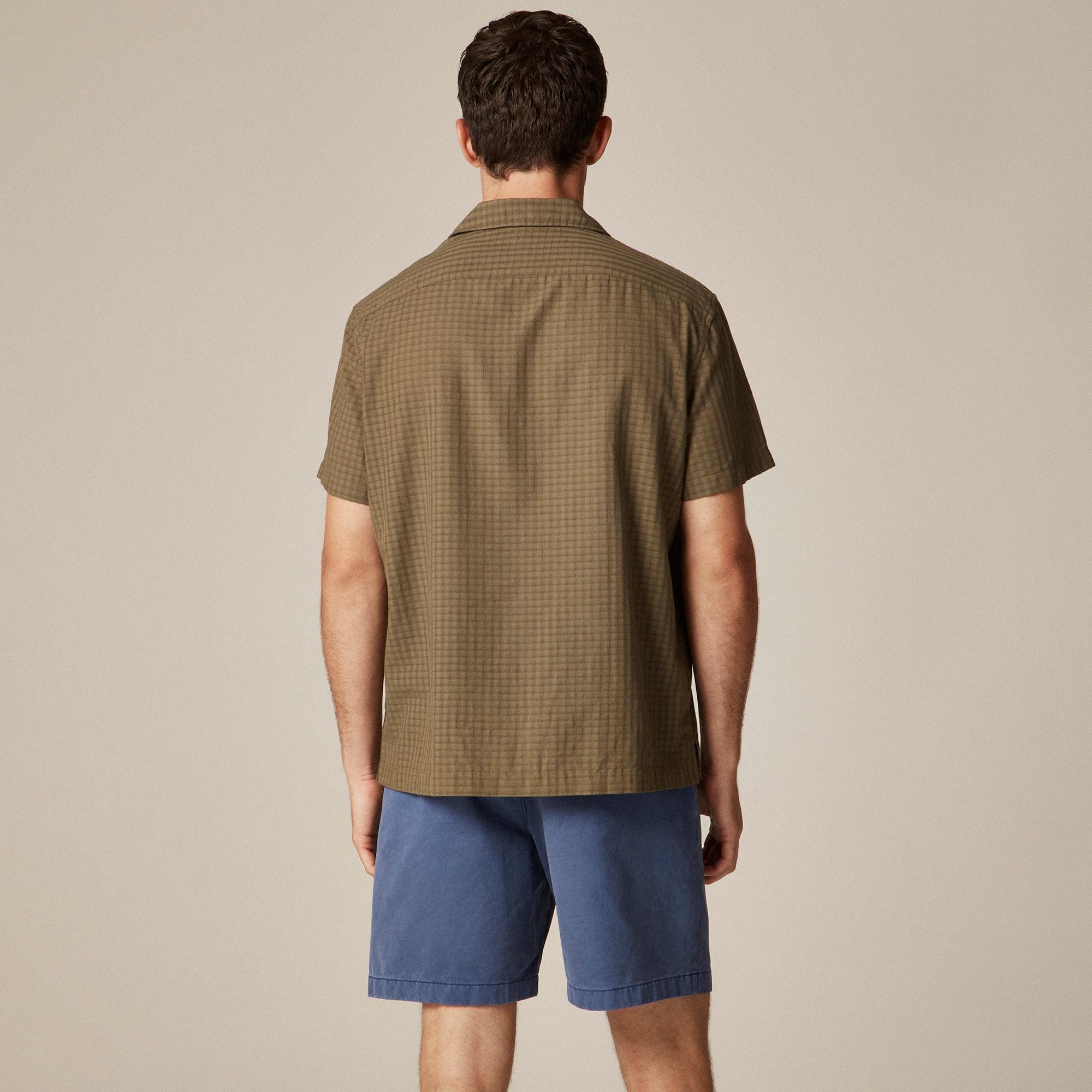 Short-sleeve cotton dobby camp-collar shirt Product Image