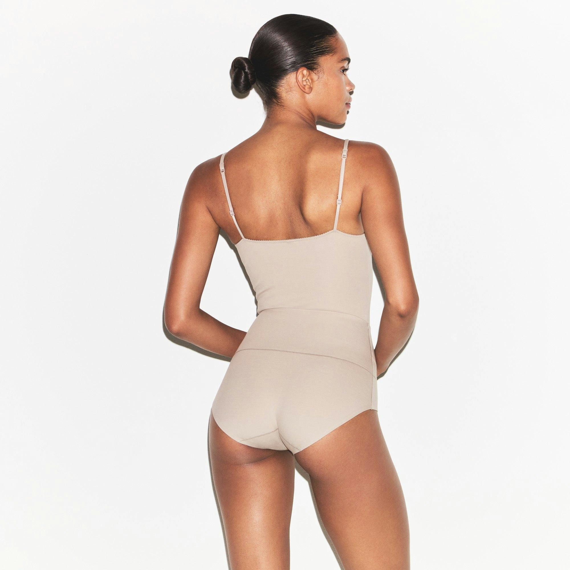 COTTON SHAPEWEAR HIGH-WAISTED THONG | LINEN Product Image