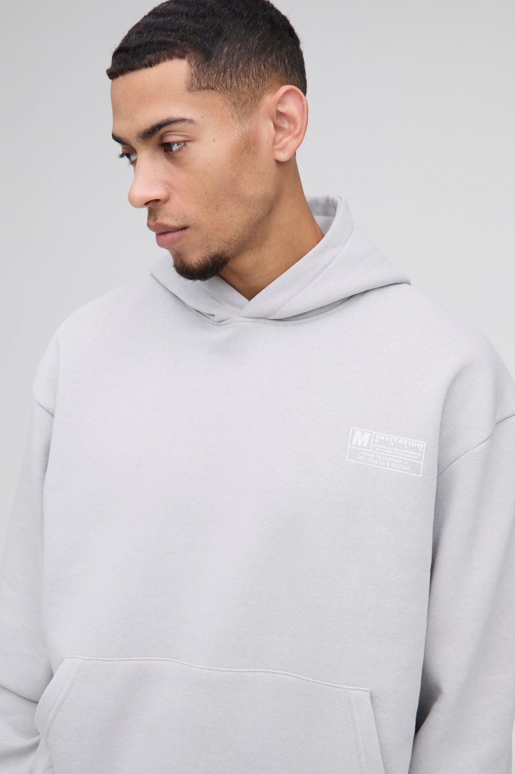 Oversized Boxy Hoodie & Wide Leg Tie Cuff Tracksuit | boohooMAN USA Product Image
