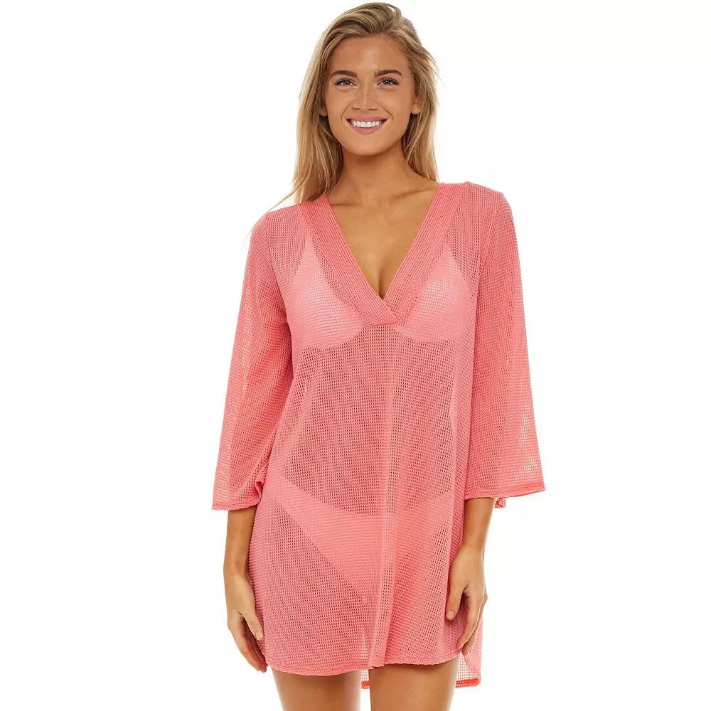 Women's Jordan Taylor Bell-Sleeve Swim Cover-Up Tunic, Size: XL, Pink Product Image