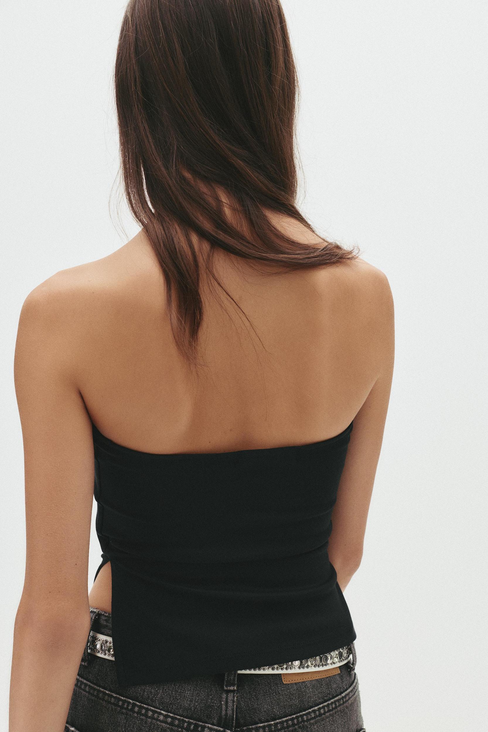 Strapless top with vent Product Image