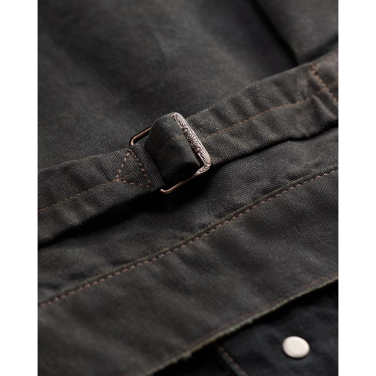 Fleece-Paneled Canvas Jacket Vintage Black Brown Product Image