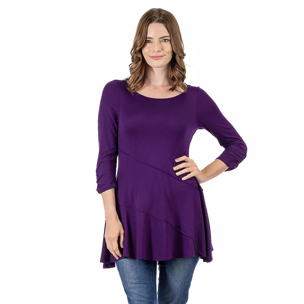 Women's 24Seven Comfort Apparel Ruched Swing Tunic Top,  Product Image