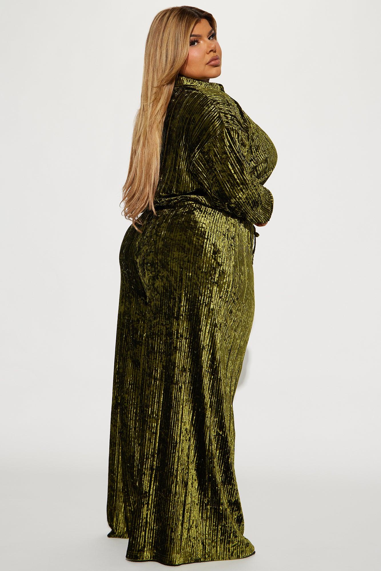 Masey Velvet Pant Set - Olive Product Image