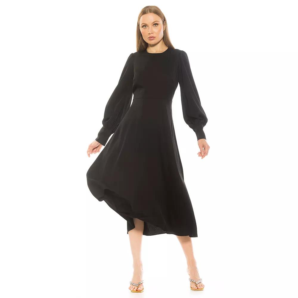Women's ALEXIA ADMOR Sophie Fit & Flare Blouson Sleeve Midi Dress,  Product Image