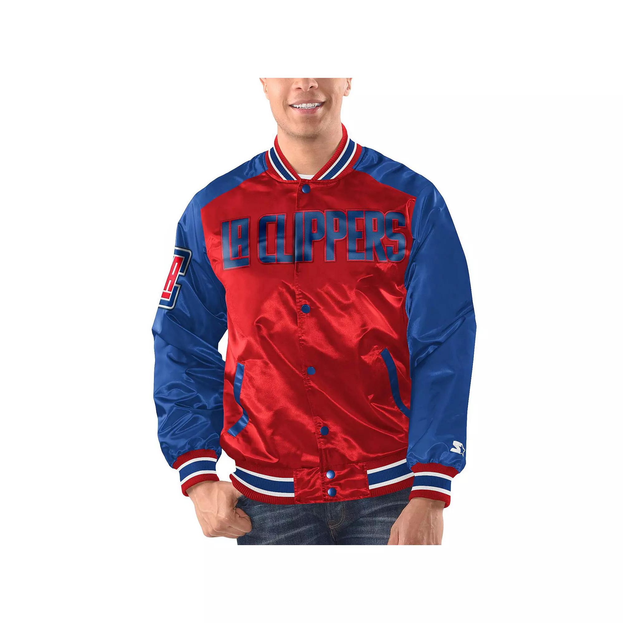 Men's Starter Red/Royal LA Clippers Renegade Satin Full-Snap Varsity Jacket, Size: XL Product Image