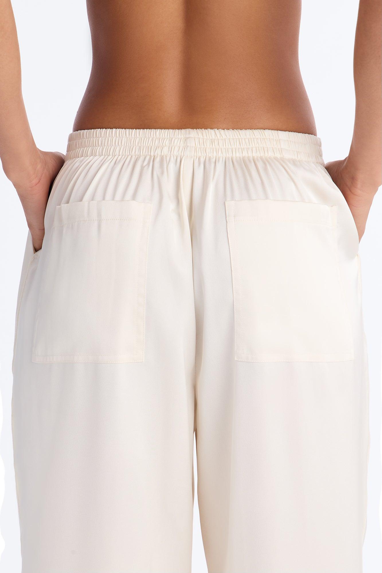 Teagan Low Rise Satin Wide Leg Pant 33″ - Ivory Female Product Image