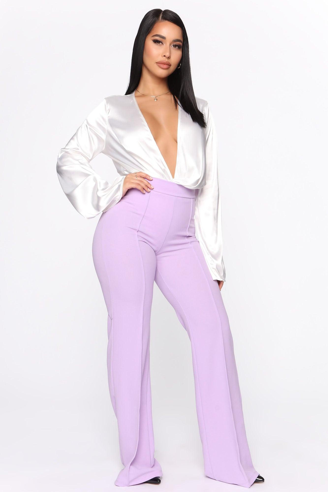 Victoria High Waisted Dress Pants - Lavender Product Image
