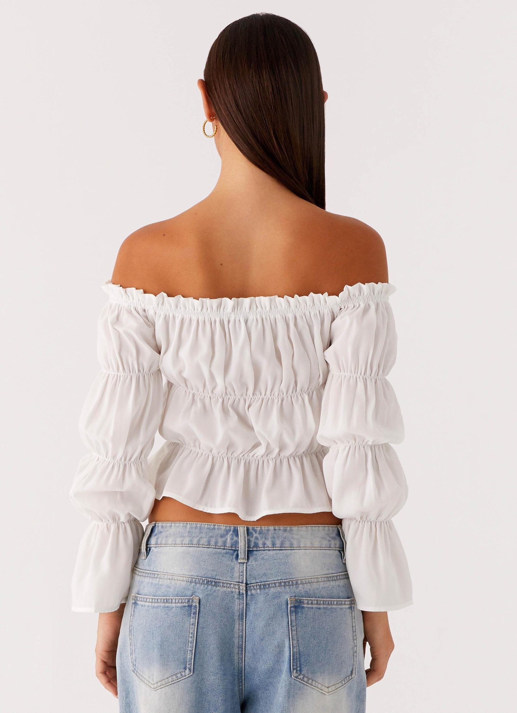 Imara Ruched Long Sleeve Top - Ivory Product Image