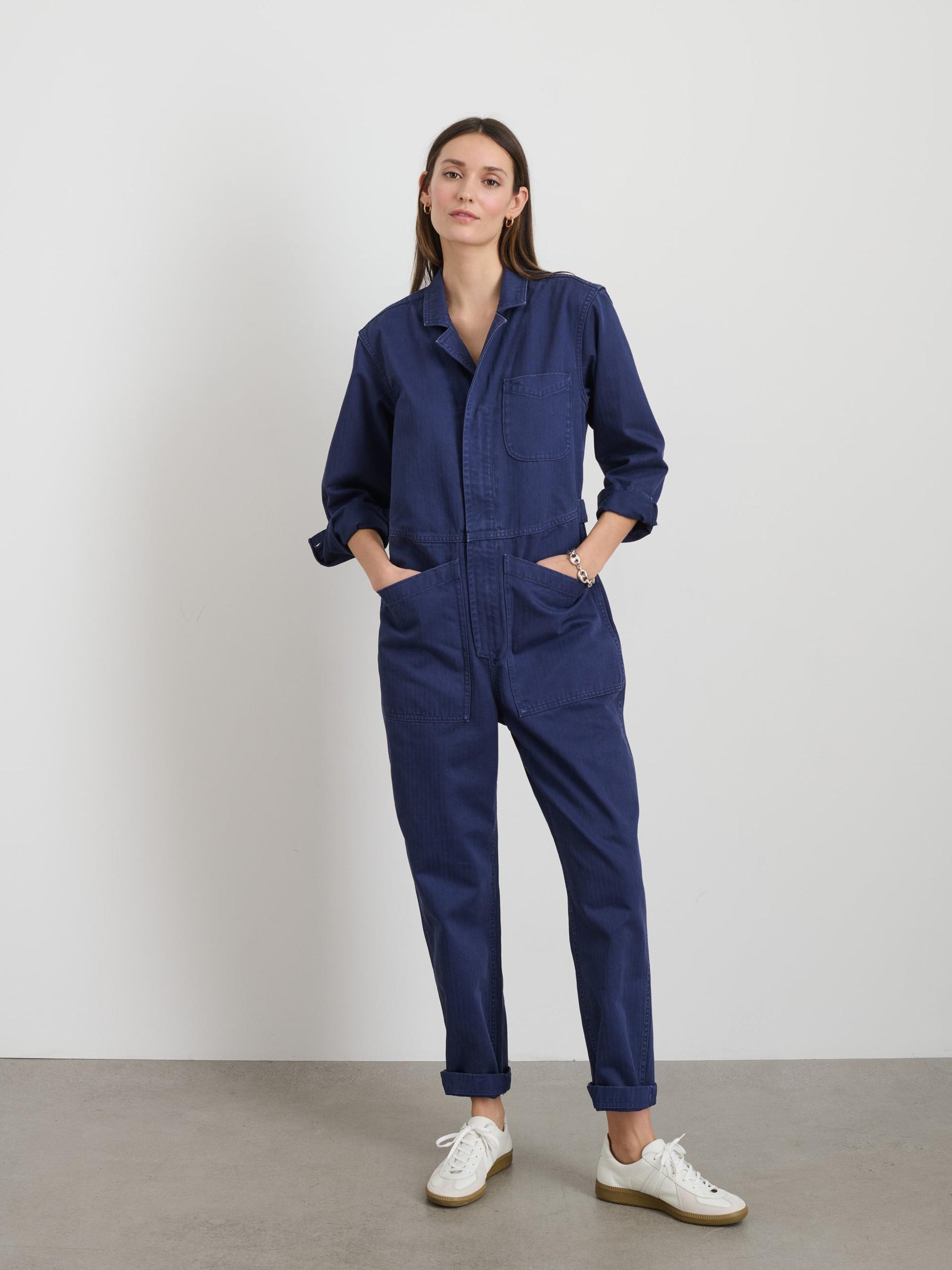 Standard Zip Jumpsuit in Herringbone Product Image