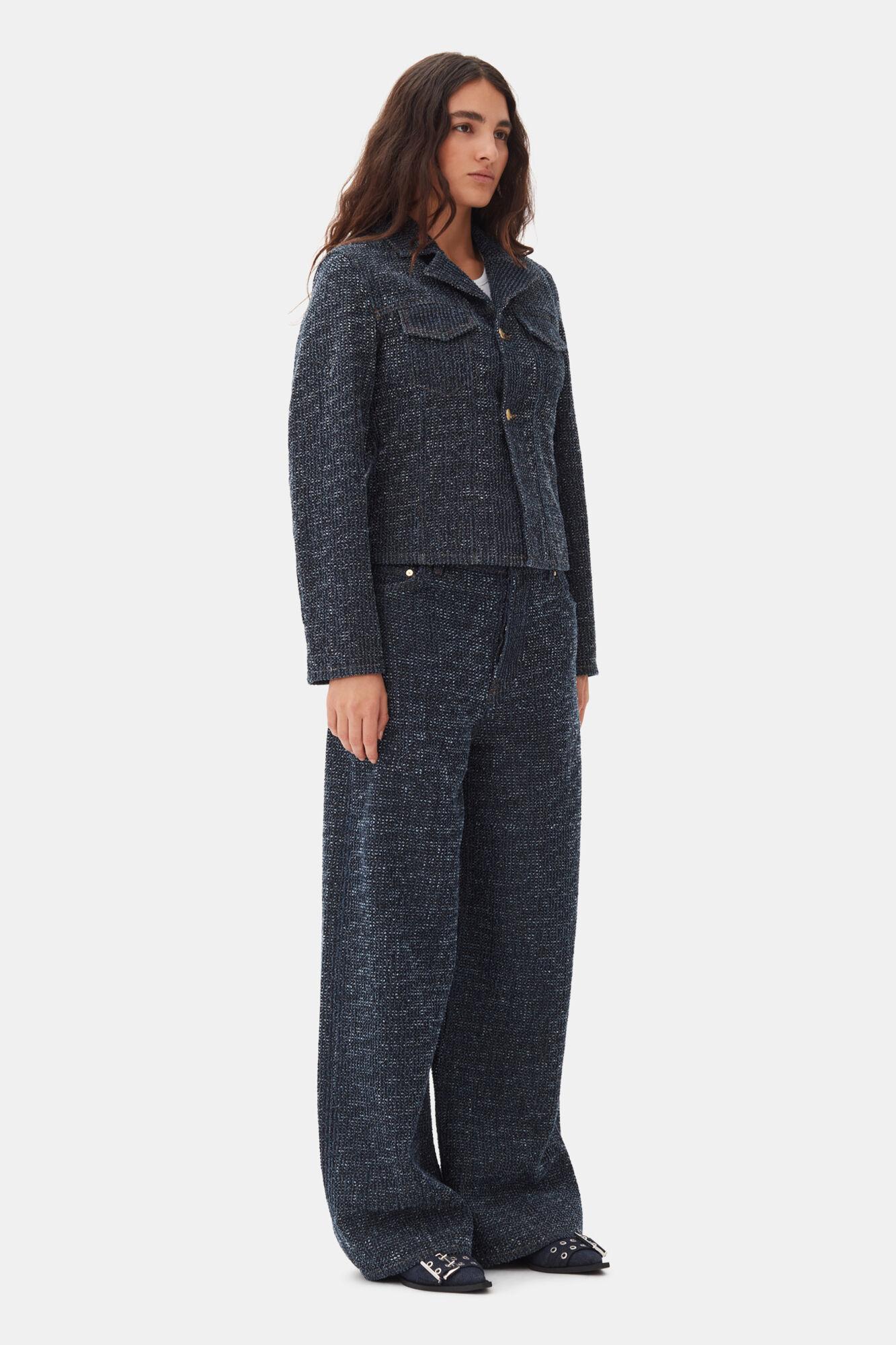 Dark Blue Textured Jacket Product Image