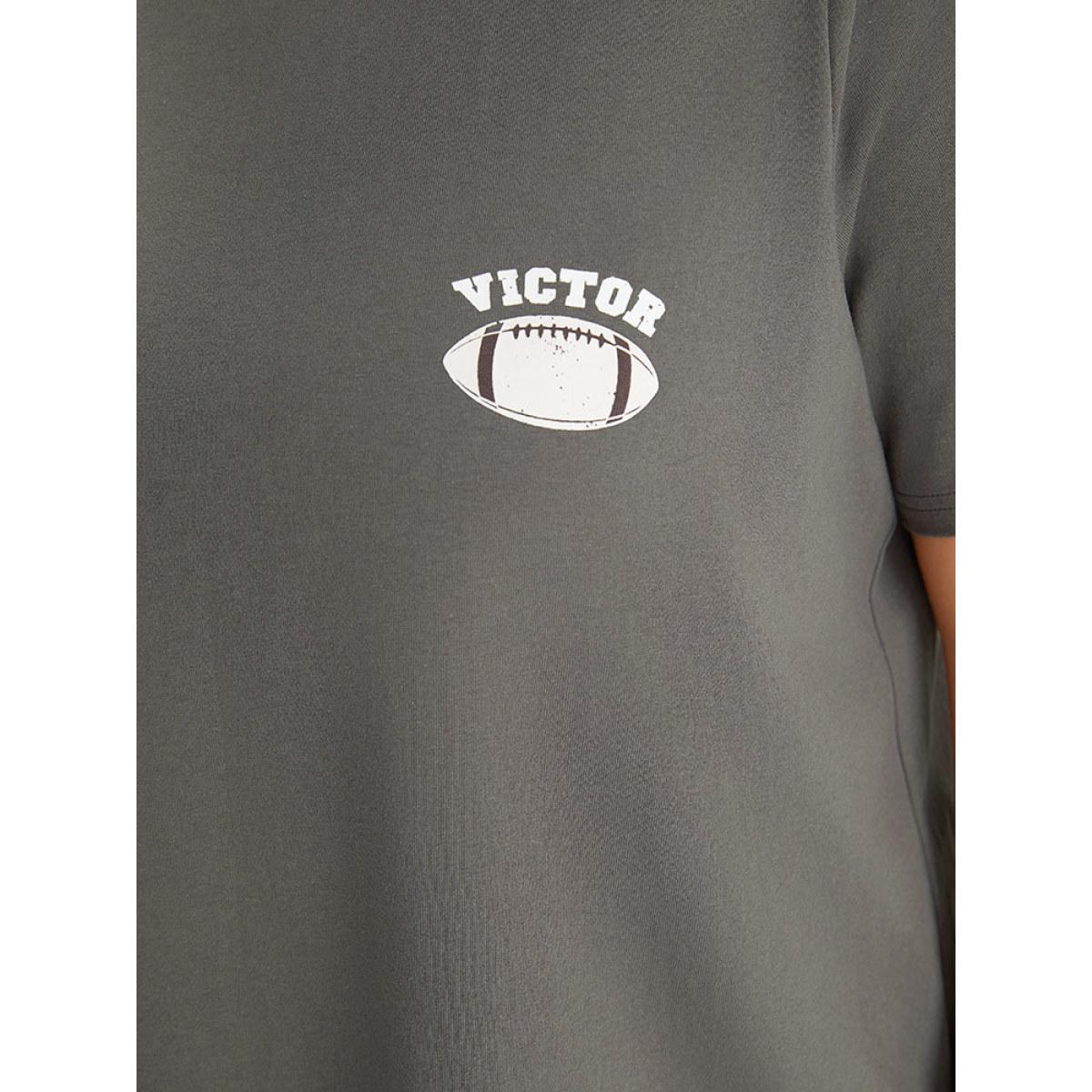 Plus Size Plain Graphic Print Round Neck T-shirt DimGray Women Casual Printed Letter Dailywear T-shirts BloomChic 12/L Product Image