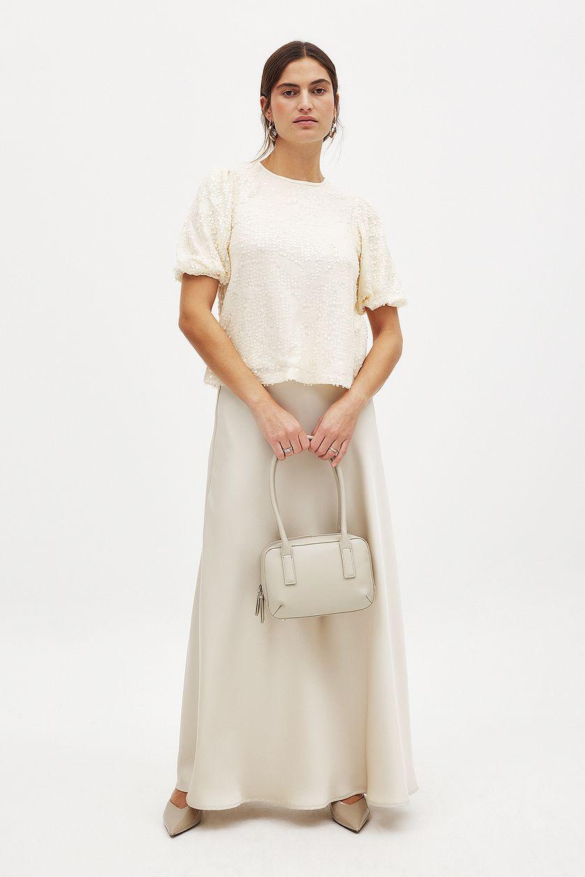 Puff Sleeve Sequin Top Beige Product Image