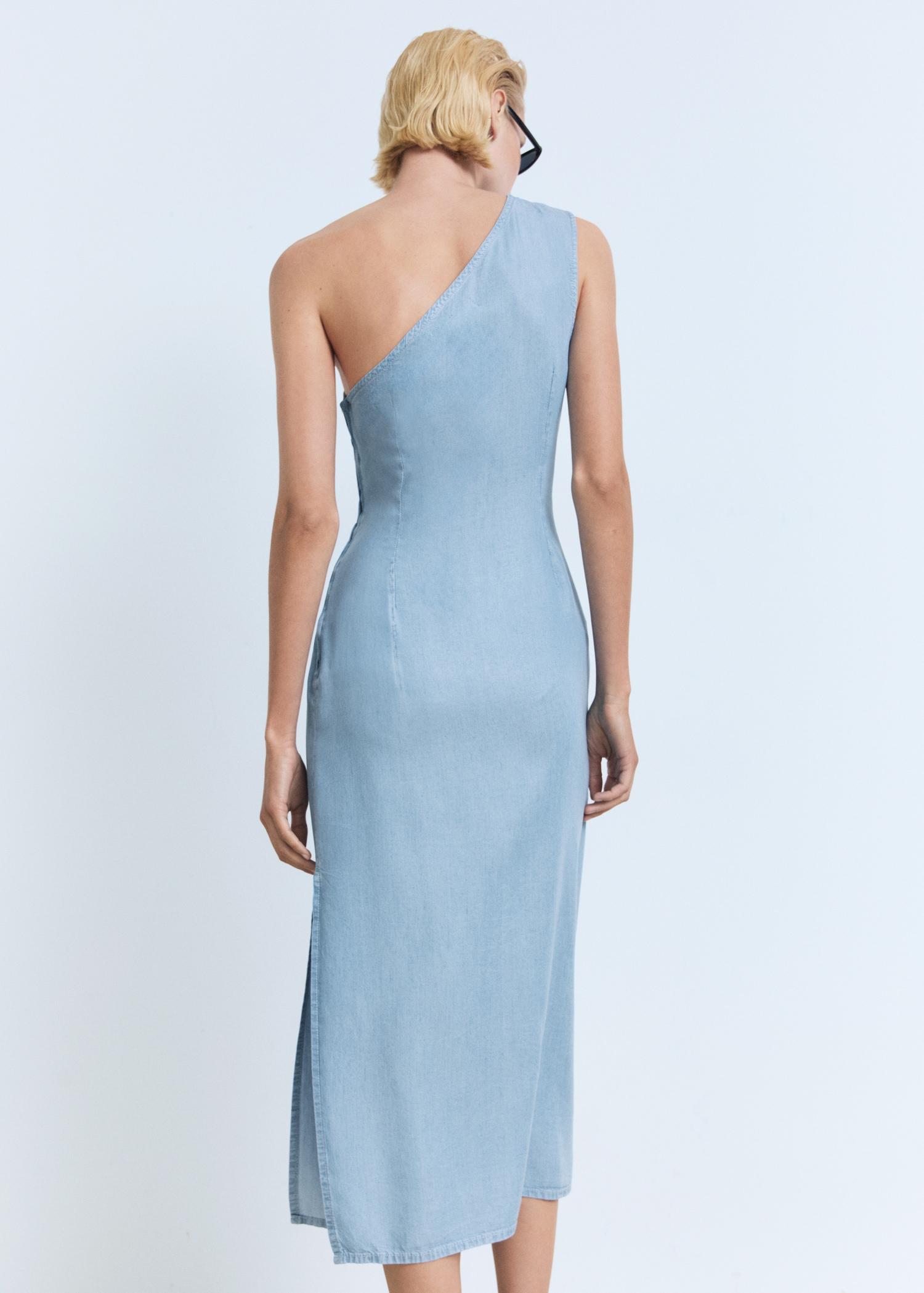 Draped asymmetrical lyocell dress - Women | MANGO USA Product Image