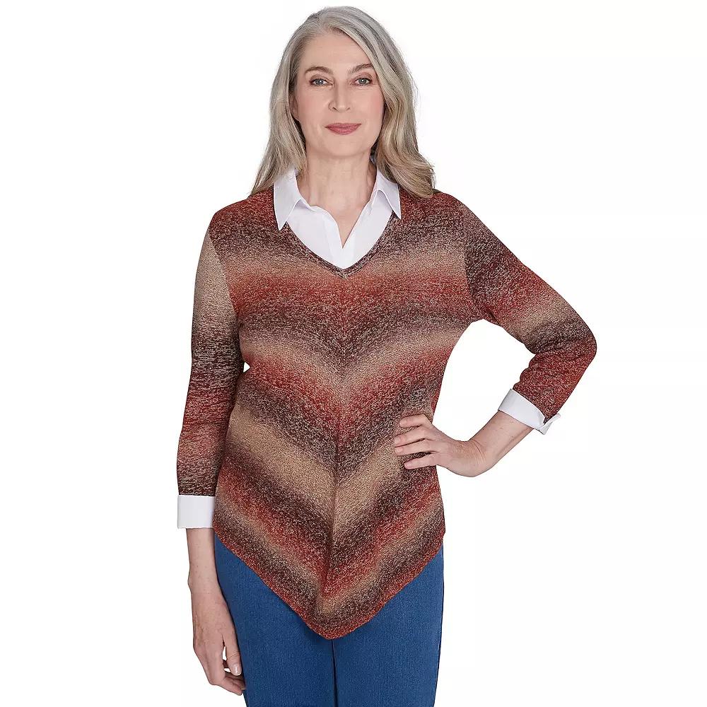 Women's Alfred Dunner Chevron Ombre Woven Sweater, Size: Large, Grey Product Image