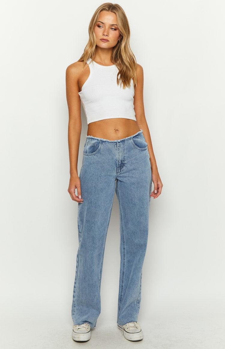 Austin Mid Rise Mid Wash Blue Denim Jeans Baby Product Image