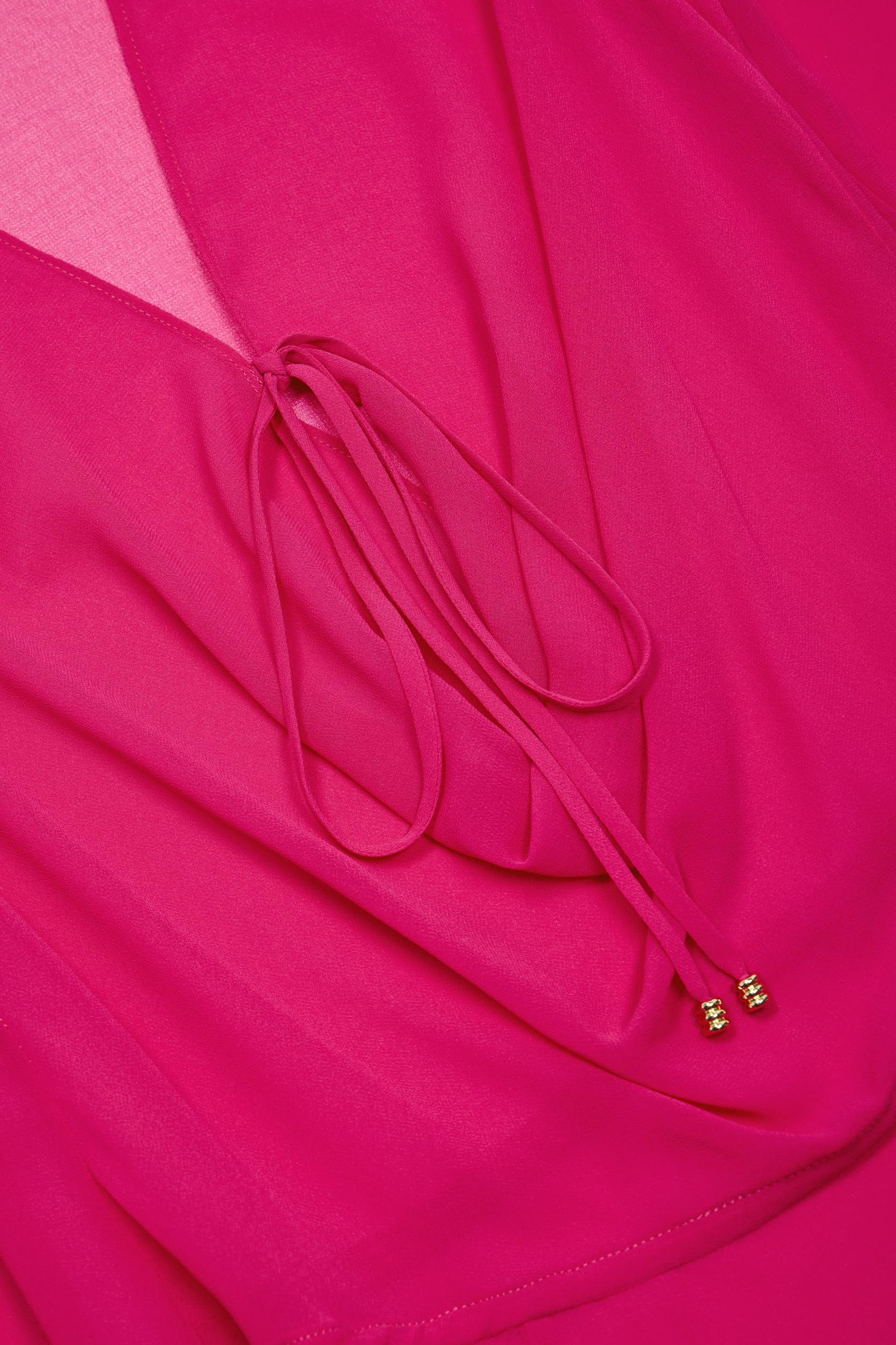 Cowl-Neck Mini Dress in Fuchsia Pink Product Image