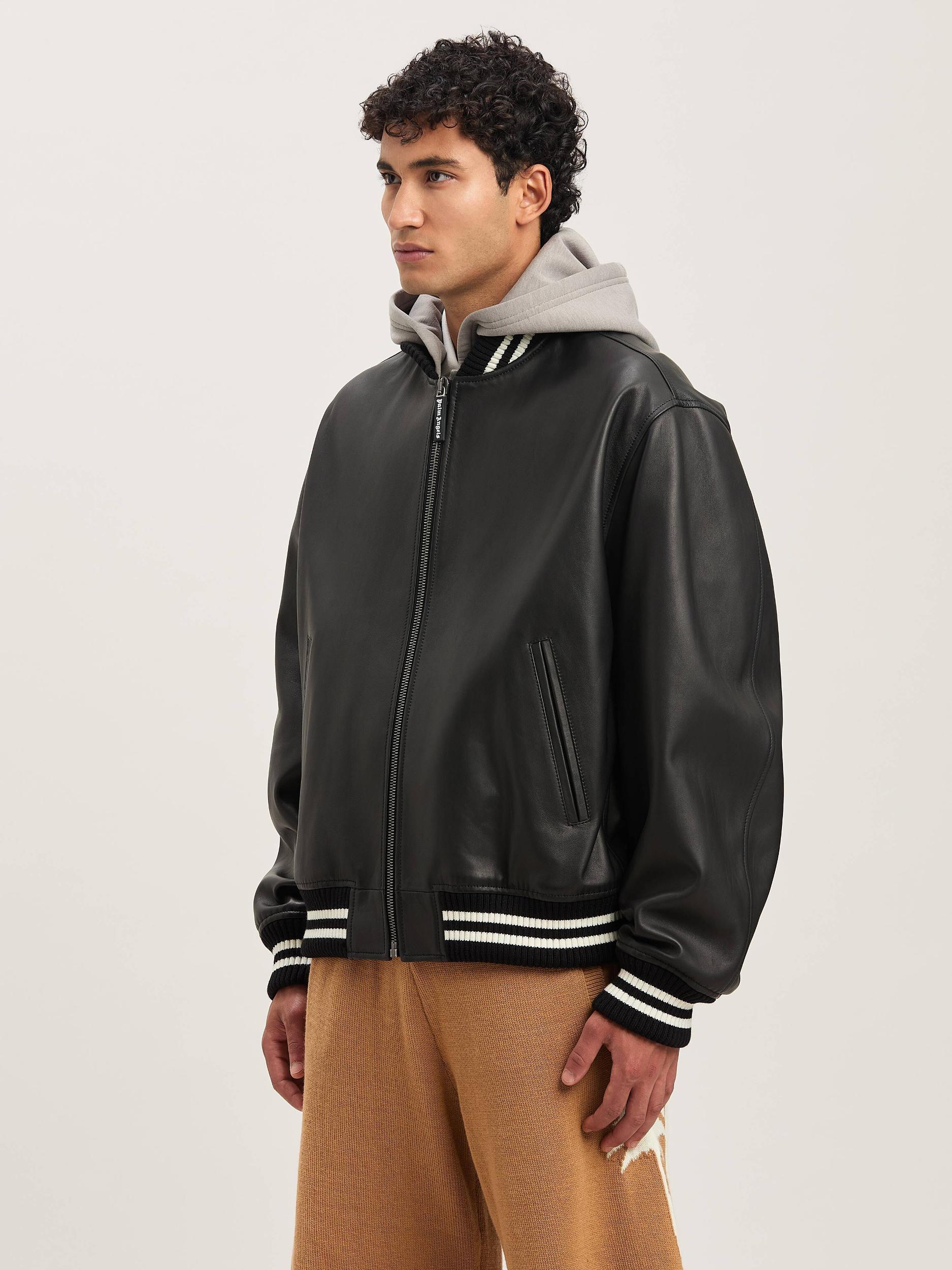 CURVED LOGO LEATHER BOMBER BLACK - OFF W Product Image