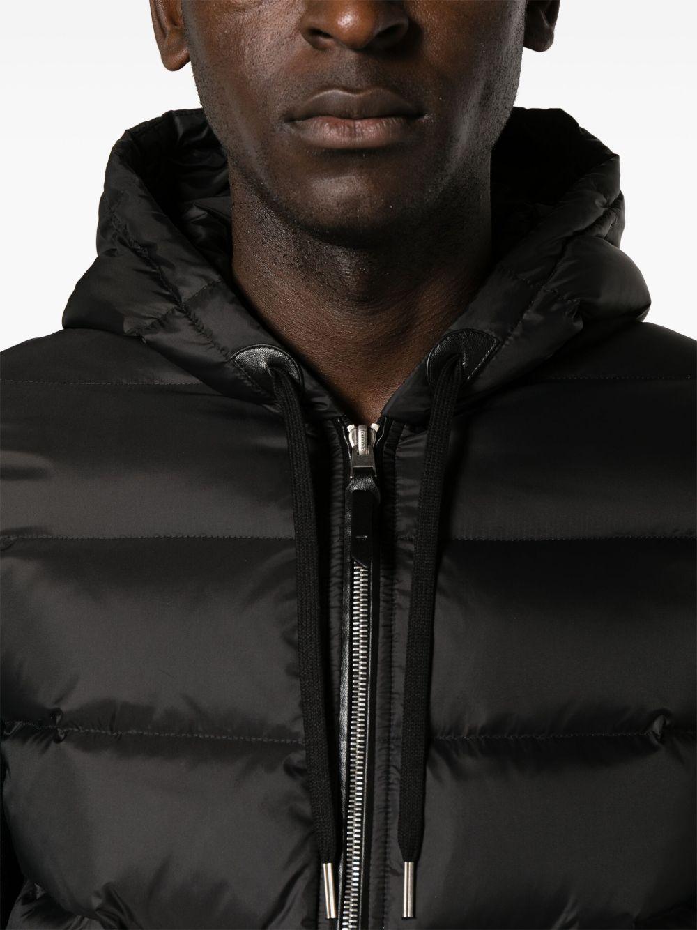 hooded knit-panelled puffer jacket Product Image