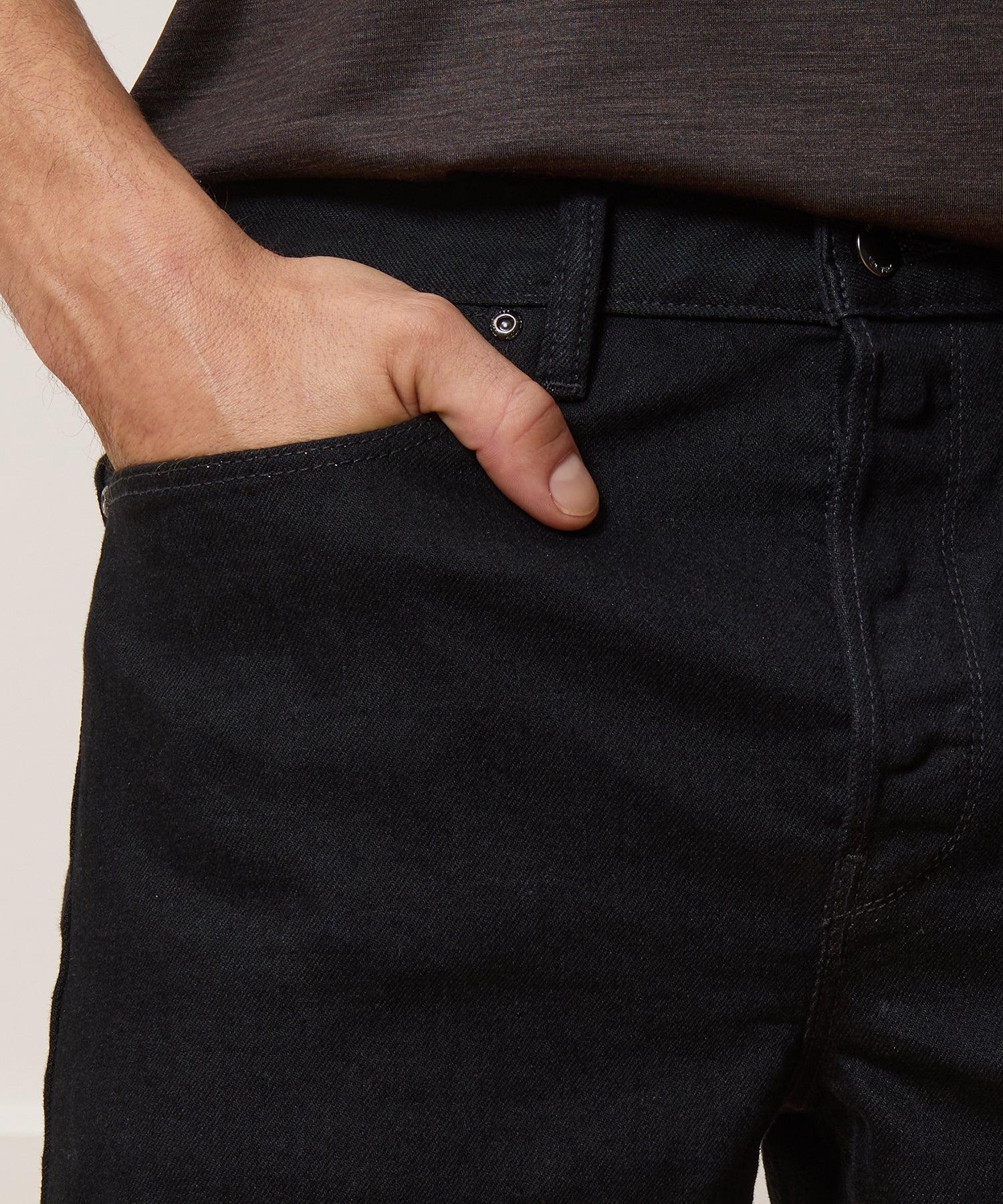 Straight Japanese Selvedge Stretch Jean in Black Product Image