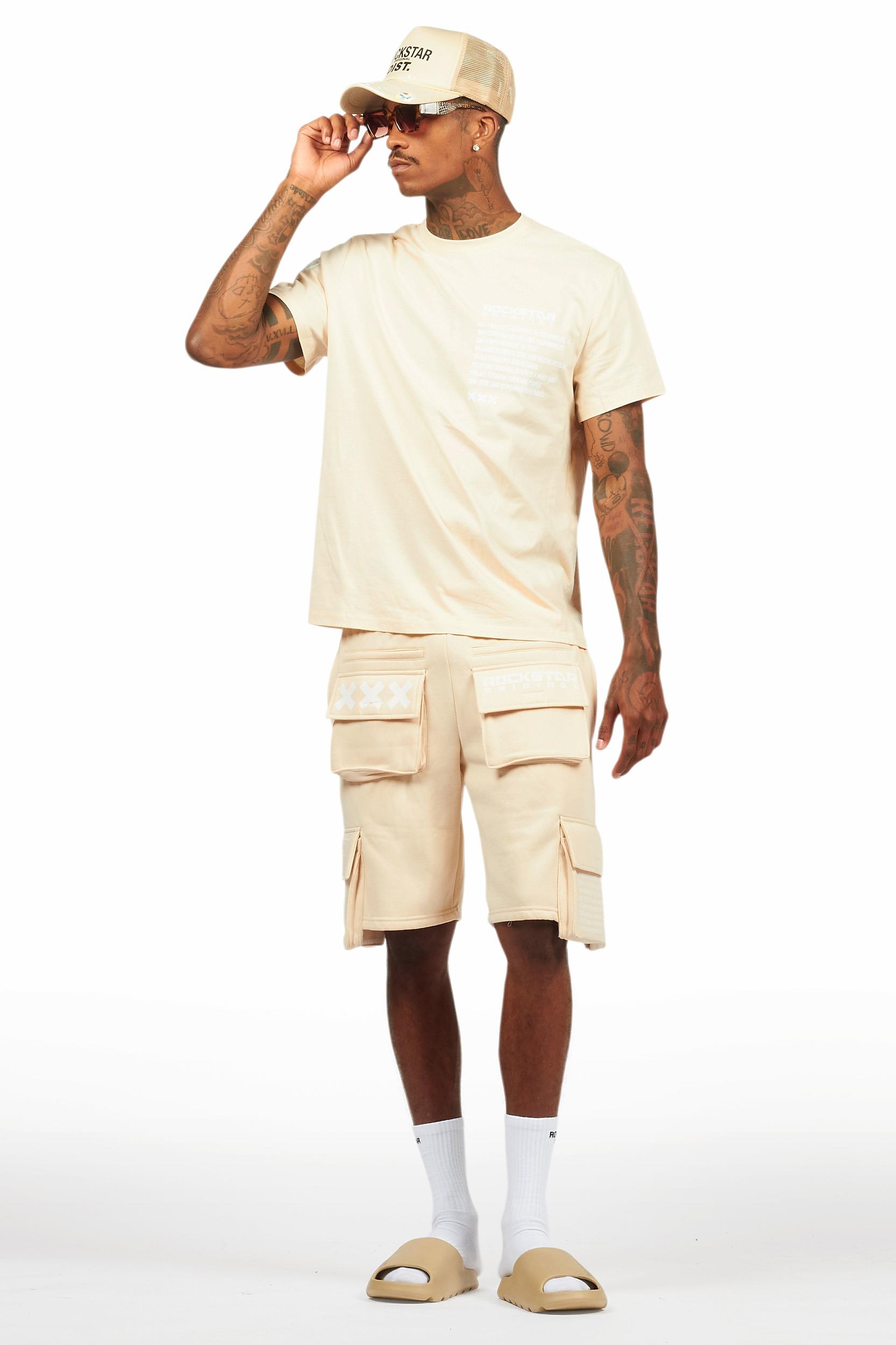 Jash Beige/White Short Set Male Product Image