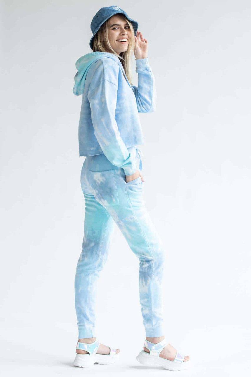 Blue Rainbow Tie Dye Joggers Product Image